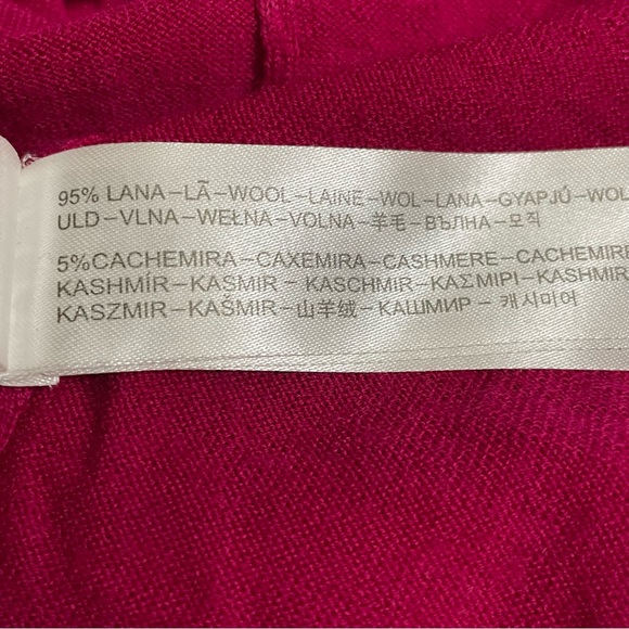 Massimo Dutti Pink Wool-Cashmere Front Pockets V-neck Back Keyhole Bow Sweater - Picture 8 of 13